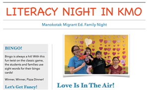 Screenshot of Family Night newsletter 